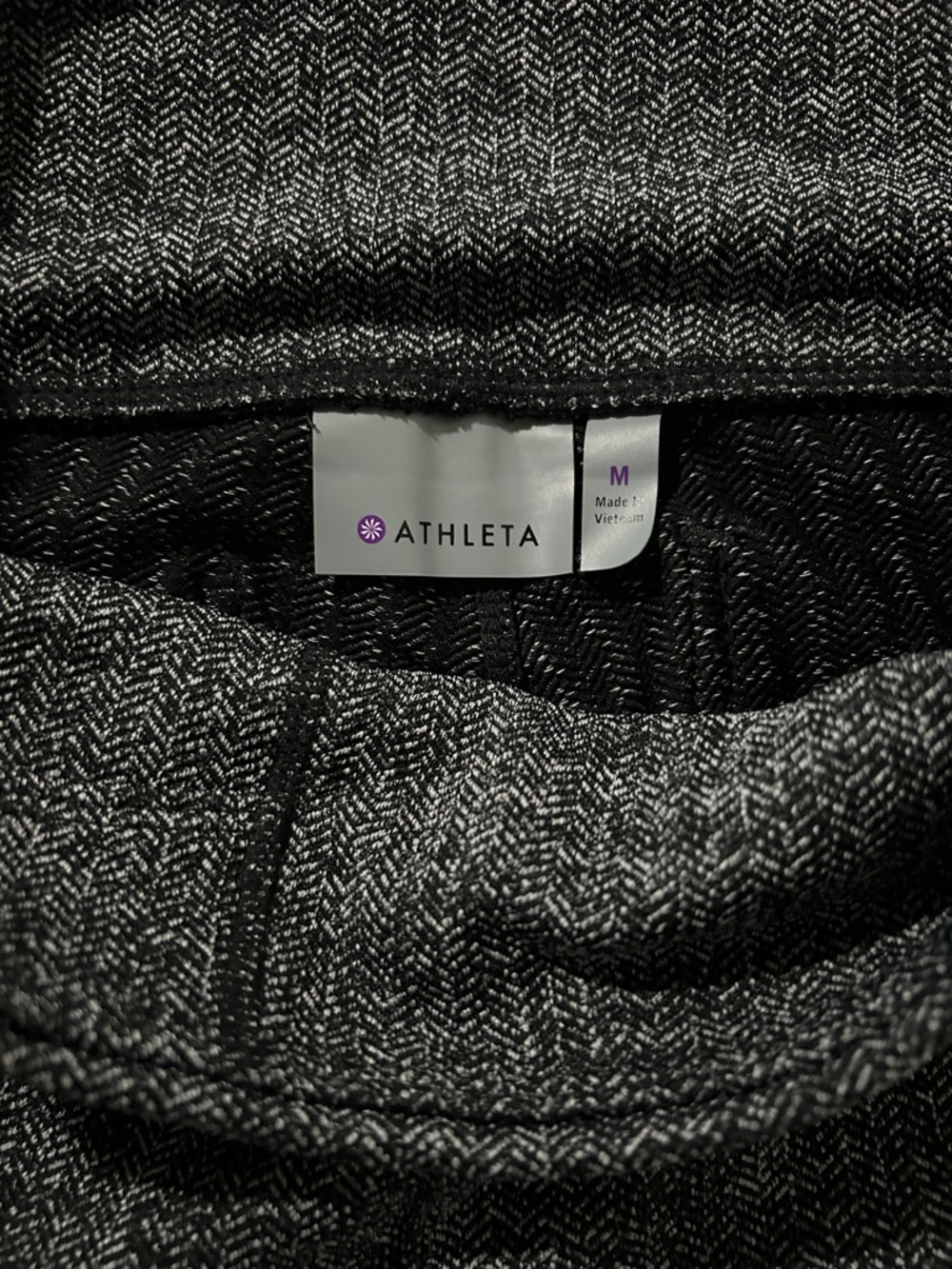 Athleta Black & Grey Herringbone Leggings Sz: M - Picture 2 of 9